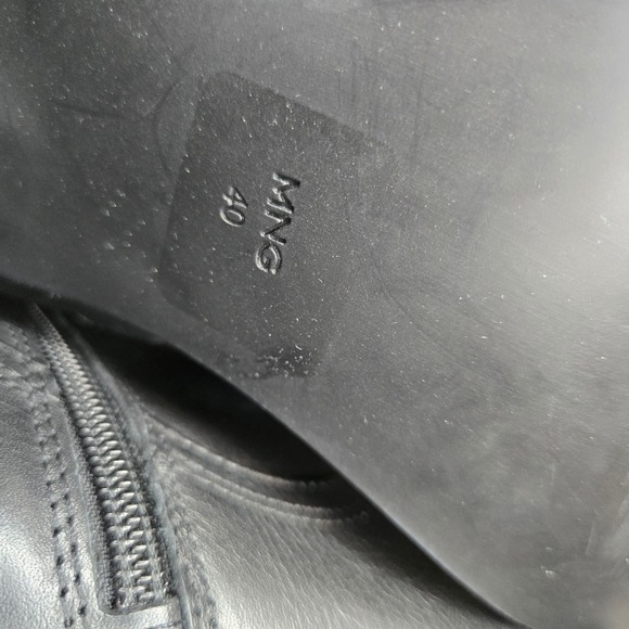 MANGO MNG NEW Black Leather Block Heel Ankle Boots Size 40 US 9.5 - Picture 10 of 10